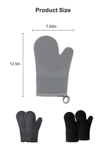 Guantes de Horno Personalizados de Silicona Negra, Resistentes al Calor, Antideslizantes de Doble Cara <span class=keywords><strong>con</strong></span> Forro Suave - Product Image 3