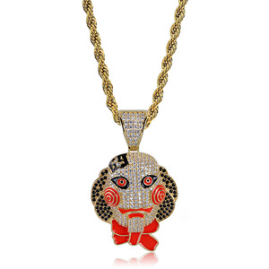 Muñeca de máscara de sierra divertida de hip-hop americano europeo: colgante de decoración de Halloween, collar de hombre al por mayor - Product Image 4