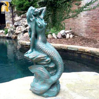 Sculpture de sirène en bronze grandeur nature RELONG, personnalisable, décoration de jardin extérieure à vendre