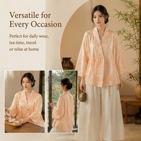 Chemisier en soie de mûrier pour femme, nouveau style chinois, motif floral vintage, inspiré du Hanfu, cardigan ouvert sur le devant