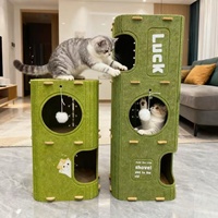 Nouvelle Conception Écologique Moderne Grande Arbre à Chat Carré Auto-adhésif en Feutre pour Décoration de Noël, Baptême, Maison et Jardin