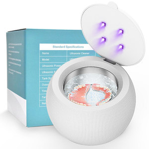 Limpiador Ultrasónico Portátil Mini de 200ML y 45kHz con UV para Dientes, Dentaduras Postizas y Uso Doméstico, Color Plata - Product Image 1
