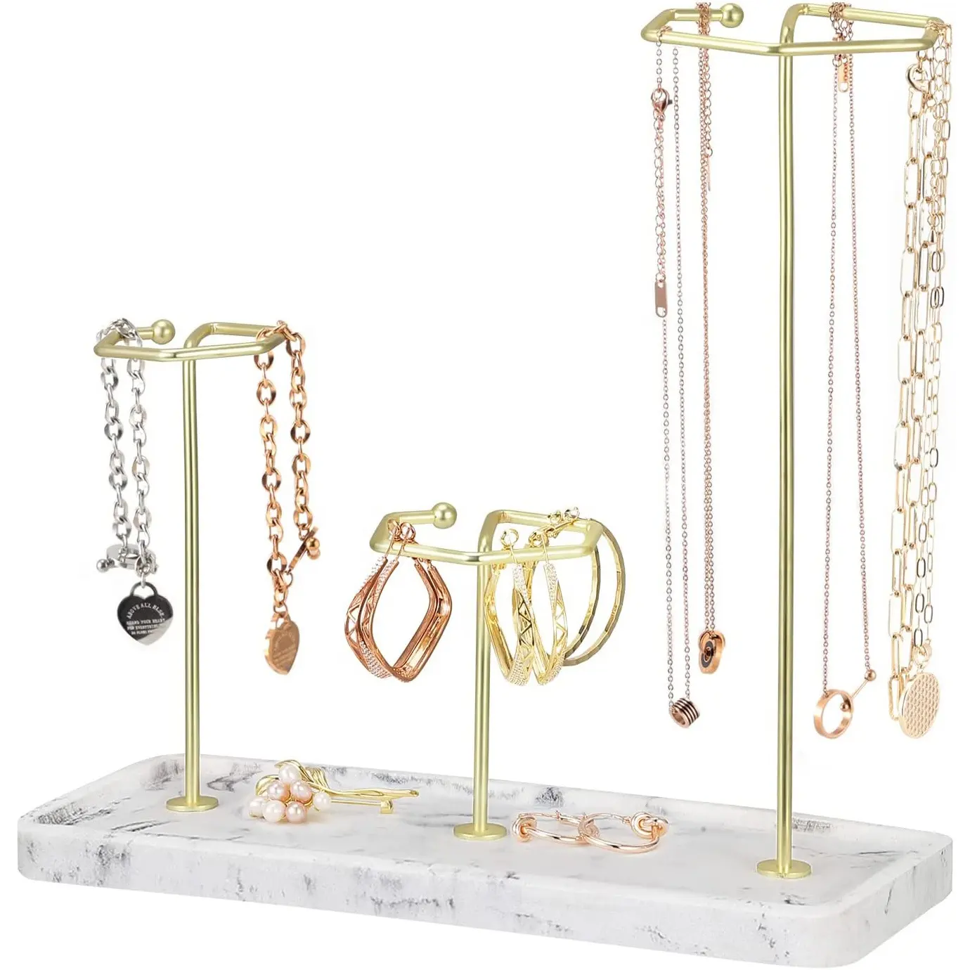 Resin Ring Tray Base Portable Jewelry Stand Sturdy 3 Tier Bracelet Earring Necklace Hanging Display Organizer Necklace Holder