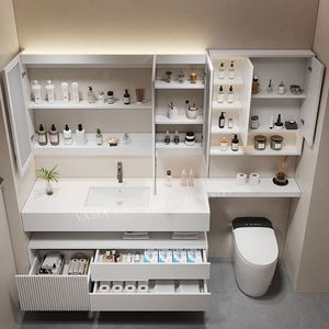 Vama Hot Design armoire de salle de bain, comptoir mural, vanité de salle de bain de couleur rose avec miroir LED - Product Image 5