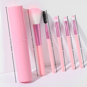 Juego de 5 <span class=keywords><strong>Brochas</strong></span> de Maquillaje Multifuncionales <span class=keywords><strong>para</strong></span> Rostro en Estuche de Almacenamiento con Cabezales Ovalados, Estuche Compacto <span class=keywords><strong>para</strong></span> Viajes y Campamento - Product Image 5