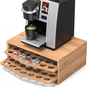 2022 hot selling 2-tier Bamboo Coffee Pod Holder Storage Organizer with Drawer