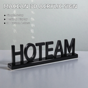 Plaque de signalisation 3D en acrylique noir massif découpée au laser, bloc de lettres en plexiglas, logo de marque pour comptoir de magasin, présentoir de table - Product Image 2