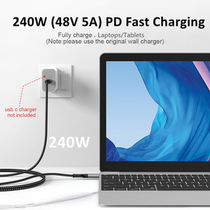 Câble de charge rapide tressé en nylon 1m 2m 3m Usbc 240w 48V 5A Pd Charge rapide Type-c vers Usb-c 100 Watt 5 a Câble de données Usb Type c - Product Image 2