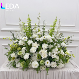LEDA Romantic Silk <b>Flower</b> Arrangement Mixed Pink White Roses Handmade <b>Artificial</b> <b>Flowers</b> for Wedding Decoration - Product Image 6
