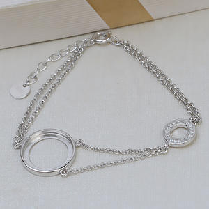 Componentes de Joyería WENCHI S925, Eslabones de Cadena Circulares Huecos de Plata para Pulseras DIY, Diseño de Base Plana para Perlas de 14mm - Product Image 3