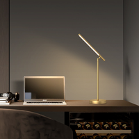 Lámpara de Escritorio LED Escandinava de Latón Macizo, Brazo Oscilante Ajustable, Garantía de 3 Años, 1000 Lúmenes, para Sala de Estar, Oficina, Dormitorio