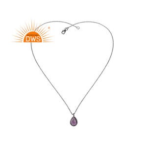 Colgante de piedras preciosas de amatista chapadas en rodio negro, collar de cadena de plata 925, proveedores de fabricantes de joyería - Product Image 1