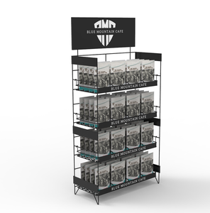 Expositor de café de 4 niveles de hierro con recubrimiento <span class=keywords><strong>en</strong></span> polvo azul para tienda de café, estante de almacenamiento de granos de café para suelo de cafetería - Product Image 2