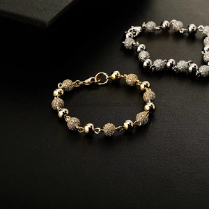 For European American 6-8mm Copper Zircon Inlaid <b>Ball</b> Ice Beads Unisex Hip Hop Necklace <b>Bracelet</b> Wholesale - Product Image 3