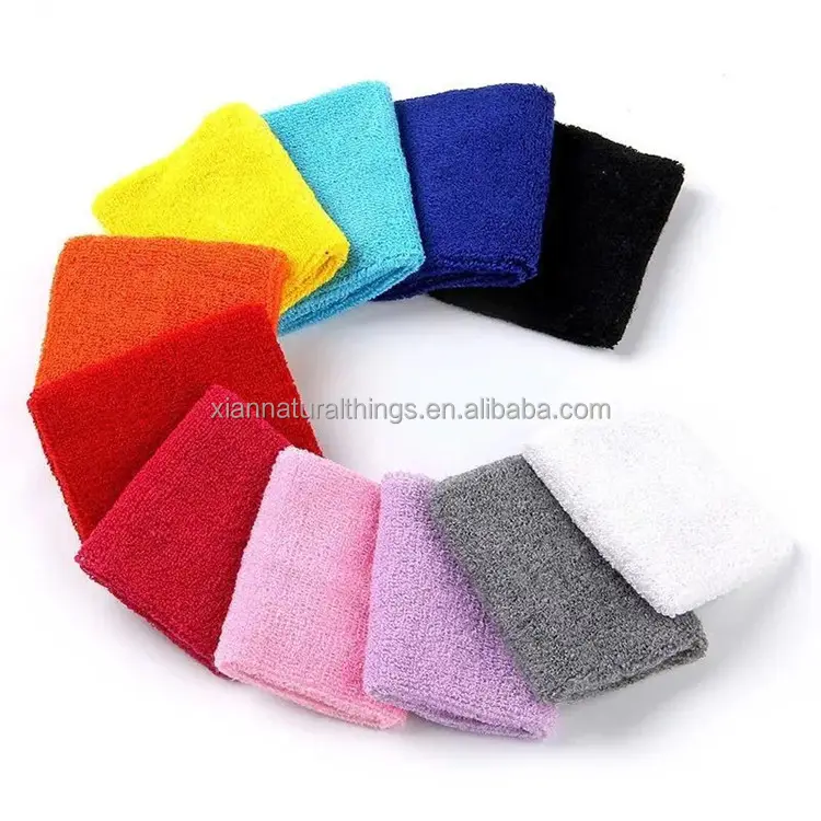 Toalha de algodão colorida, esportiva, proteção de pulso, elástico, tira de algodão