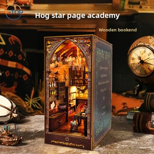 2026 DIY Sujetalibros de Madera Castillo Mágico Academia Book Nook, Rompecabezas de Escena en Miniatura 3D Hecho a Mano para Ensamblar, Decoración de Escritorio para Adultos, Venta al por Mayor - Product Image 3
