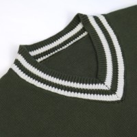 AiNear – Pulls de tennis en coton tricoté pour hommes, à manches longues et col en V, avec broderie, personnalisables (OEM & ODM) – Vente en gros