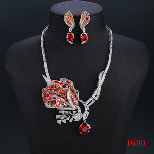 XUPING plaqué or mariage mariée fleur synthétique cubique zircone cristal luxe exagérer fine femmes mode mariée ensemble de bijoux - Product Image 2