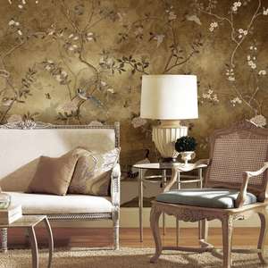 Duvar paneli için <span class=keywords><strong>3D</strong></span> çiçek altın çiçekli duvar kağıdı duvar su geçirmez ve anti-statik asya tasarım - Product Image 1