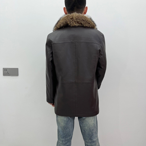 Giacca in Pelle da <span class=keywords><strong>Uomo</strong></span> Invernale <span class=keywords><strong>con</strong></span> Collo in <span class=keywords><strong>Pelliccia</strong></span> Spessa, Lunga, Imbottita e Calda - Product Image 5