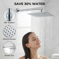 Pommeau de douche de plafond carré ultra-mince de 20 pouces en acier inoxydable 304, finition nickel brossé, design moderne, large couverture, pour villa
