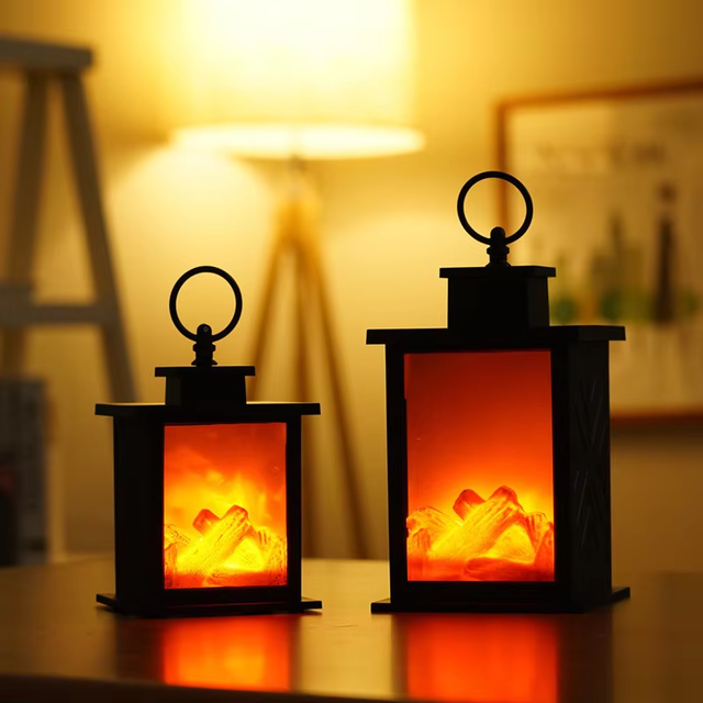 Wholesale  New LED Flame Light Simulation Carbon Fire Home Lights Fireplace Christmas Decoration Portable Lantern Hanging Lamp