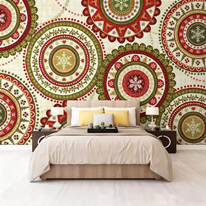 Tissu mural bohème doré à motif <span class=keywords><strong>Paisley</strong></span> Mandala, <span class=keywords><strong>papier</strong></span> <span class=keywords><strong>peint</strong></span> non tissé ethnique vintage à fleurs, décoration de salon - Product Image 5