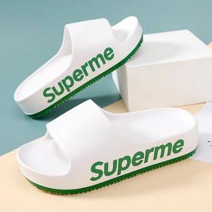 Superme – pantoufles à semelle épaisse pour femmes, sandales plates antidérapantes en EVA, pour la maison et l'extérieur, blanc, vert, beige, noir, rose, violet, 35-40 - Product Image 1