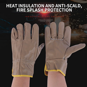 Gants de soudage en cuir de vachette, résistants à la chaleur, de protection robuste, à manchette courte, pour le soudage industriel - Product Image 1