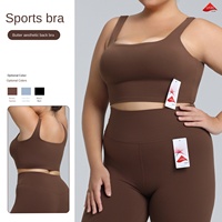 Soutien-gorge de yoga à soutien élevé pour femmes de grande taille avec bretelles non ajustées à col en V et coussinets amovibles-Matériau Spandex/Nylon