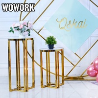 2026 WOWORK Fushun Ensemble de présentation de desserts pour fête d'anniversaire 1 an, avec piliers dorés en acrylique et support de toile de fond pour mariage