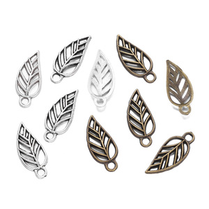 Colgante de hoja de aleación de zinc 8x19mm en plata antigua y azul para la fabricación de pendientes, componentes de joyería al por mayor - Product Image 5