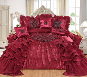 6 cái đám cưới Duvet SET SATIN kháng bedding sets với Jacquard ren sang trọng đám cưới Duvet Set - Product Image 2