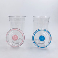 Vente en gros transparent 450ml simple paroi Tri Tan Boba réutilisable Tri Tan gobelet tasse thé au lait tasse à café multicolore avec deux paille