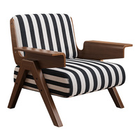 Fauteuil individuel moderne de style français, mi-siècle, Wabi-sabi, à dossier en bois massif à motif zèbre, pour salon et chambre