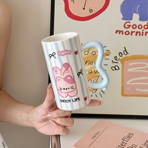 Cute and Adorable Ceramic <b>Mugs</b> Girls' Office Coffee Breakfast Milk Cups Cartoon Pattern Reusable Back to School Gifts - Product Image 3