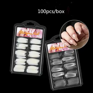 100 Pcs/box Full Cover Nail Tips False Clear French Acrylic Artificial False Nails Tips