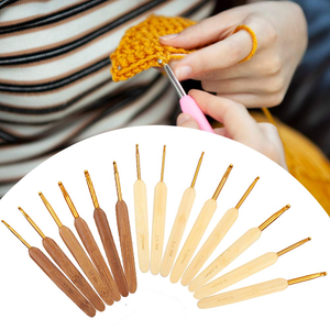 Ganchos de Crochet con Mango de Bambú, Juego de Ganchos de Acero Inoxidable, Herramientas para Tejer y Manualidades con Hilo, 0.5mm-6.0mm, Dorado, Plateado, Titanio - Product Image 3
