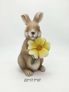 Statuette di Coniglio in Resina Dipinte a Mano - Vasi e Fioriere Decorative da Giardino, Decorazioni Pasquali/Primaverili per la Casa, Marca STARCRAFT - Product Image 3