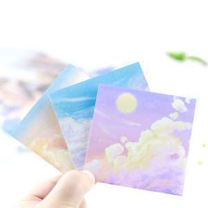 Blocco note adesivo con acquerelli di nuvole e cielo, stile estetico personalizzato, carino e kawaii, per scuola, ufficio e agenda. - Product Image 6