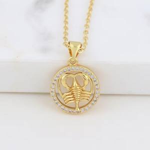 Collana zodiacale YWLY gioielli in oro 18 carati moda donna strass di cristallo riempito in oro collana con segno zodiacale zodiaco - Product Image 6