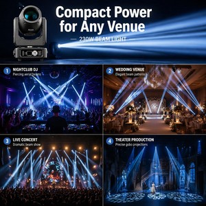 Luz Móvil de Cabeza Beam 7R de 230W, Mini DMX512 16CH 540, desde Almacén de EE. UU. °   Panel de 14 Colores y <span class=keywords><strong>13</strong></span> Gobos para Escenarios, Conciertos, Clubes y Teatros - Product Image 5