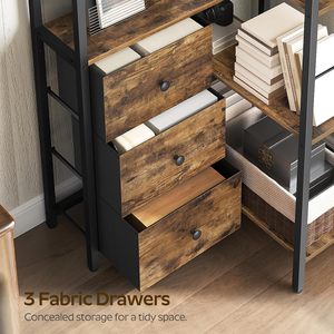 <span class=keywords><strong>Étagère</strong></span> <span class=keywords><strong>d</strong></span>'<span class=keywords><strong>angle</strong></span> en forme de L à 7 niveaux 3 tiroirs <span class=keywords><strong>Étagère</strong></span> de présentation haute autoportante de Style industriel brun noir rustique pour bureau à domicile - Product Image 5