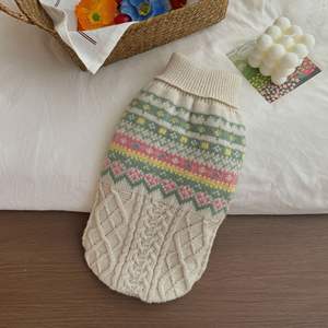 Suéter Tejido para Perro Estilo Fair Isle, Cálido para Invierno, con Cuello Alto, para <span class=keywords><strong>Perros</strong></span> Pequeños y Medianos - Product Image 1