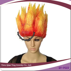 <span class=keywords><strong>Disfraz</strong></span> de halloween <span class=keywords><strong>para</strong></span> mujer, <span class=keywords><strong>pelucas</strong></span> de fuego de llama trol naranja y amarillo - Product Image 2