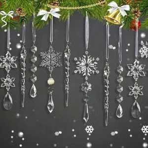 18-Piece Hiasan Natal Modern Anti Pecah Bentuk Kepingan Salju & Es dari Poliester untuk Pohon Natal - Product Image 3