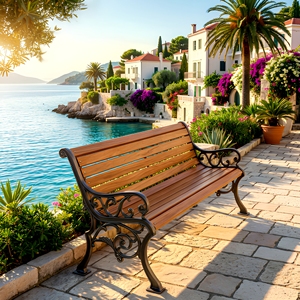 Premium Ornamental Cast Iron Patio <b>Bench</b> Modern Durable Water Resistant Eco-Friendly 2-Seater Outdoor Hotel Villa Mall Design - Product Image 1