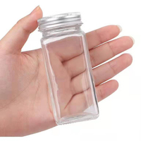Bocaux à épices en verre Bouteilles avec étiquettes d'épices Récipients à épices carrés vides Couvercles hermétiques en métal