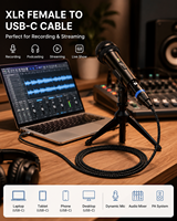 Câble Micro XLR Femelle vers USB-C, Cordon d'Enregistrement Audio Type-C pour Microphone Dynamique, Smartphone, Ordinateur Portable, Tablette, PC, Mixeur, Système PA