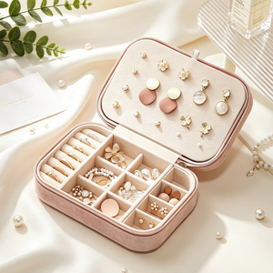 Premium Velvet Jewelry Box Double Layer Large Capacity Storage <b>Case</b> for <b>Earrings</b> Rings Necklace Organizer Box - Product Image 3